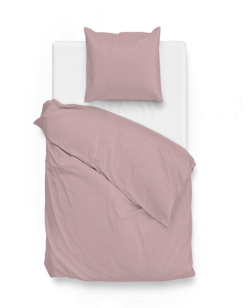 Zo!Home Mako Satin Satinado Bettwäsche 155 Shady Pink Uni Shady-Pink 1 Bettbezug 155x220cm + 1 Kissenbezug 80x80cm