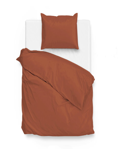 Zo!Home Mako Satin Satinado Bettwäsche 155 Copper Orange Uni Copper-Orange 1 Bettbezug 155x220cm + 1 Kissenbezug 80x80cm