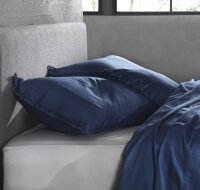 Zo!Home Mako Satin Satinado 2x Kissenbezug 40x80 Evening Blue Uni Evening-Blue