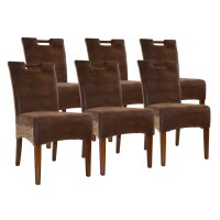 Soma Rattanstühle Esszimmer Stühle 6er SET Bilbao vollgepolstert Polster prairie brown (BxHxL) 45 x 91 x 59