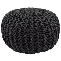 Soma Pouf Ø 55 cm Strickhocker Sitzpouf Sitzpuff Bodenkissen Grobstrick-Optik extrahoch Höhe 37 cm (BxHxL) 55 x 37 x 55 steingrau