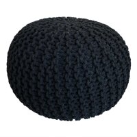 Soma Pouf Ø 55 cm Strickhocker Sitzpouf Sitzpuff Bodenkissen Grobstrick-Optik extrahoch Höhe 37 cm (BxHxL) 55 x 37 x 55 schwarz - anthrazit