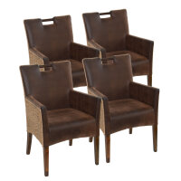 Soma Esszimmer Stühle Set 4 Stück Rattan Armlehner Sessel Bilbao vollgepolstert Polster prairie brown (BxHxL) 59 x 91 x 64