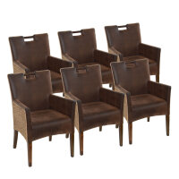 Soma Esszimmer Stühle Set 6 Stück Rattan Armlehner Sessel Bilbao vollgepolstert Polster prairie brown (BxHxL) 59 x 91 x 64