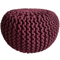 Soma Pouf Sitzpuff Strick Velours Sitzhocker Strickhocker Sitzpouf Bodenkissen viele Arten/Farben u. Maße (BxHxL) 55 x 37 x 55 ø 45 bordeaux Baumwolle