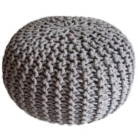 Soma Pouf Sitzpuff Strick Velours Sitzhocker Strickhocker Sitzpouf Bodenkissen viele Arten/Farben u. Maße (BxHxL) 55 x 37 x 55 ø 45 hellgrau Baumwolle