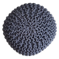 Soma Pouf Sitzpuff Strick Velours Sitzhocker Strickhocker Sitzpouf Bodenkissen viele Arten/Farben u. Maße (BxHxL) 55 x 37 x 55 ø 45 blau Baumwolle