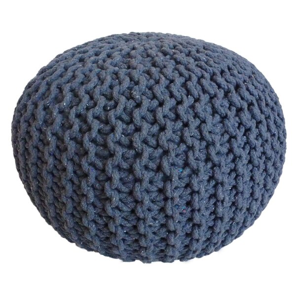 Soma Pouf Sitzpuff Strick Velours Sitzhocker Strickhocker Sitzpouf Bodenkissen viele Arten/Farben u. Maße (BxHxL) 55 x 37 x 55 ø 55 blau Baumwolle