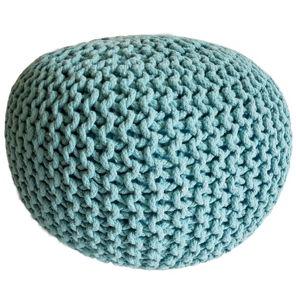 Soma Pouf Sitzpuff Strick Velours Sitzhocker Strickhocker Sitzpouf Bodenkissen viele Arten/Farben u. Maße (BxHxL) 55 x 37 x 55 ø 45 mint Baumwolle