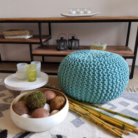 Soma Pouf Sitzpuff Strick Velours Sitzhocker Strickhocker Sitzpouf Bodenkissen viele Arten/Farben u. Maße (BxHxL) 55 x 37 x 55 ø 45 mint Baumwolle