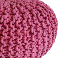 Soma Pouf Sitzpuff Strick Velours Sitzhocker Strickhocker Sitzpouf Bodenkissen viele Arten/Farben u. Maße (BxHxL) 55 x 37 x 55 ø 45 pink Baumwolle