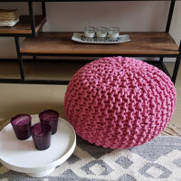 Soma Pouf Sitzpuff Strick Velours Sitzhocker Strickhocker Sitzpouf Bodenkissen viele Arten/Farben u. Maße (BxHxL) 55 x 37 x 55 ø 45 pink Baumwolle