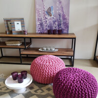 Soma Pouf Sitzpuff Strick Velours Sitzhocker Strickhocker Sitzpouf Bodenkissen viele Arten/Farben u. Maße (BxHxL) 55 x 37 x 55 ø 45 pink Baumwolle