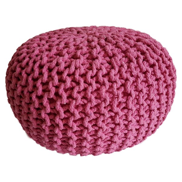 Soma Pouf Sitzpuff Strick Velours Sitzhocker Strickhocker Sitzpouf Bodenkissen viele Arten/Farben u. Maße (BxHxL) 55 x 37 x 55 ø 55 pink Baumwolle