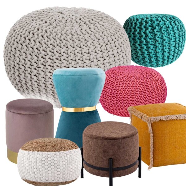 Soma Pouf Sitzpuff Strick Velours Sitzhocker Strickhocker Sitzpouf Bodenkissen viele Arten/Farben u. Maße (BxHxL) 55 x 37 x 55 ø 55 terracotta Baumwolle