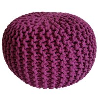 Soma Pouf Sitzpuff Strick Velours Sitzhocker Strickhocker Sitzpouf Bodenkissen viele Arten/Farben u. Maße (BxHxL) 55 x 37 x 55 ø 45 violett Baumwolle