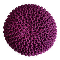 Soma Pouf Sitzpuff Strick Velours Sitzhocker Strickhocker Sitzpouf Bodenkissen viele Arten/Farben u. Maße (BxHxL) 55 x 37 x 55 ø 45 violett Baumwolle