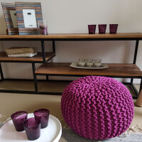 Soma Pouf Sitzpuff Strick Velours Sitzhocker Strickhocker Sitzpouf Bodenkissen viele Arten/Farben u. Maße (BxHxL) 55 x 37 x 55 ø 45 violett Baumwolle