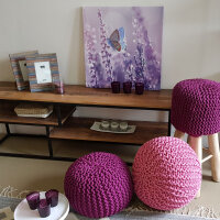 Soma Pouf Sitzpuff Strick Velours Sitzhocker Strickhocker Sitzpouf Bodenkissen viele Arten/Farben u. Maße (BxHxL) 55 x 37 x 55 ø 45 violett Baumwolle