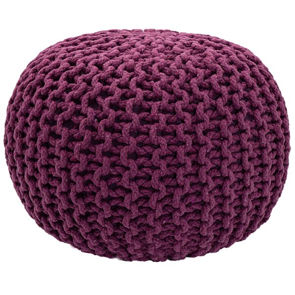 Soma Pouf Sitzpuff Strick Velours Sitzhocker Strickhocker Sitzpouf Bodenkissen viele Arten/Farben u. Maße (BxHxL) 55 x 37 x 55 ø 55 violett Baumwolle