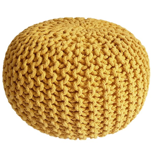 Soma Pouf Sitzpuff Strick Velours Sitzhocker Strickhocker Sitzpouf Bodenkissen viele Arten/Farben u. Maße (BxHxL) 55 x 37 x 55 ø 45 gelb Baumwolle