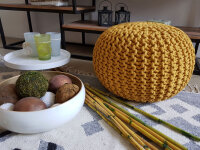 Soma Pouf Sitzpuff Strick Velours Sitzhocker Strickhocker Sitzpouf Bodenkissen viele Arten/Farben u. Maße (BxHxL) 55 x 37 x 55 ø 45 gelb Baumwolle