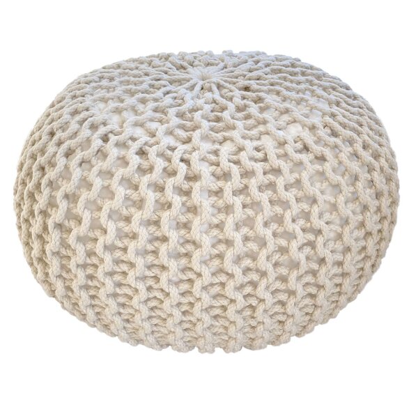 Soma Pouf Sitzpuff Strick Velours Sitzhocker Strickhocker Sitzpouf Bodenkissen viele Arten/Farben u. Maße (BxHxL) 55 x 37 x 55 ø 55 beige Outdoor