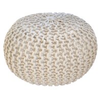 Soma Pouf Sitzpuff Strick Velours Sitzhocker Strickhocker Sitzpouf Bodenkissen viele Arten/Farben u. Maße (BxHxL) 55 x 37 x 55 ø 55 beige Outdoor