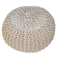 Soma Pouf Sitzpuff Strick Velours Sitzhocker Strickhocker Sitzpouf Bodenkissen viele Arten/Farben u. Maße (BxHxL) 55 x 37 x 55 ø 55 beige Outdoor