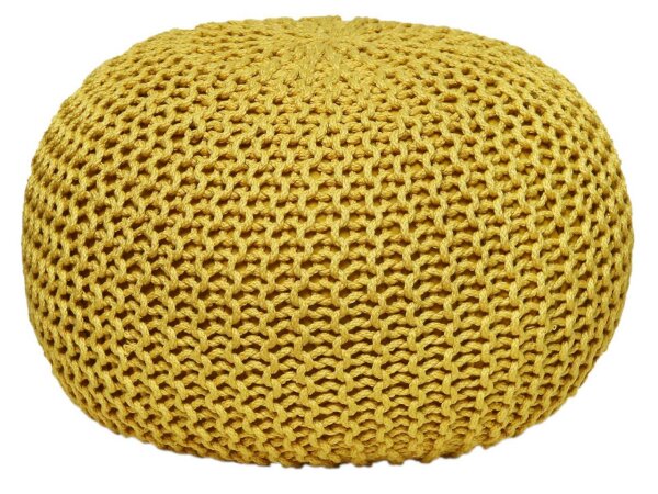 Soma Pouf Sitzpuff Strick Velours Sitzhocker Strickhocker Sitzpouf Bodenkissen viele Arten/Farben u. Maße (BxHxL) 55 x 37 x 55 ø 55 gelb Outdoor