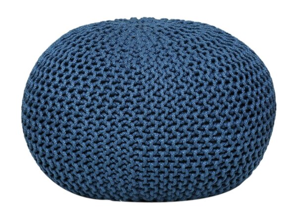 Soma Pouf Sitzpuff Strick Velours Sitzhocker Strickhocker Sitzpouf Bodenkissen viele Arten/Farben u. Maße (BxHxL) 55 x 37 x 55 ø 55 blau Outdoor