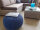 Soma Pouf Sitzpuff Strick Velours Sitzhocker Strickhocker Sitzpouf Bodenkissen viele Arten/Farben u. Maße (BxHxL) 55 x 37 x 55 ø 55 blau Outdoor