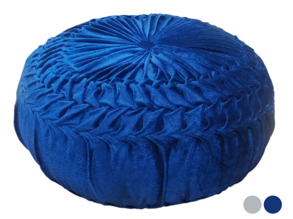 Soma Sitzkissen Bodenkissen rund Pouf Velour Sitzpouf Samt Ø 45 cm Höhe 30 cm royalblau Plisseerand (BxHxL) 45 x 30 x 45