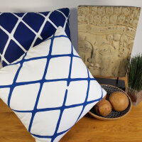 Soma Deko Kissen Set 2 Stück Zierkissen 45 x 45 cm Sofa Kissen Baumwolle Karo-Design blau weiß (BxHxL) 45 x 45 x 5