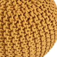 Soma Pouf Ø 55 cm Strickhocker Sitzpouf Sitzpuff Bodenkissen Grobstrick-Optik extrahoch Höhe 37 cm (BxHxL) 55 x 37 x 55 gelb