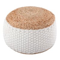 Soma Sitzpouf Jute Sitzhocker rund 50x50 cm Deko Hocker Jute natur Sitzpouf Bodenkissen Fußhocker (BxHxL) 50 x 35 x 50 weiss Jute natur