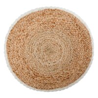 Soma Sitzpouf Jute Sitzhocker rund 50x50 cm Deko Hocker Jute natur Sitzpouf Bodenkissen Fußhocker (BxHxL) 50 x 35 x 50 weiss Jute natur