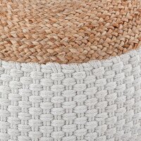 Soma Sitzpouf Jute Sitzhocker rund 50x50 cm Deko Hocker Jute natur Sitzpouf Bodenkissen Fußhocker (BxHxL) 50 x 35 x 50 weiss Jute natur