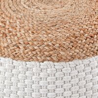 Soma Sitzpouf Jute Sitzhocker rund 50x50 cm Deko Hocker Jute natur Sitzpouf Bodenkissen Fußhocker (BxHxL) 50 x 35 x 50 weiss Jute natur