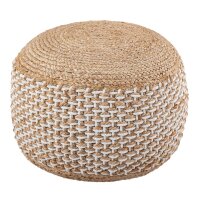 Soma Sitzpouf Jute Sitzhocker rund 50x50 cm Deko Hocker Jute natur Sitzpouf Bodenkissen Fußhocker (BxHxL) 50 x 35 x 50 Jute natur weiss