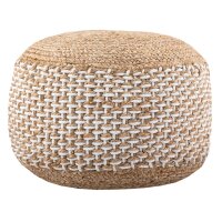 Soma Sitzpouf Jute Sitzhocker rund 50x50 cm Deko Hocker Jute natur Sitzpouf Bodenkissen Fußhocker (BxHxL) 50 x 35 x 50 Jute natur weiss