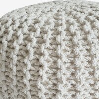 Soma Strickhocker Pouf Ø 45 cm Sitzpouf Sitzpuff Grobstrick-Optik Pouf Strick Bodenkissen Höhe 30 cm (BxHxL) 45 x 30 x 45 weiß