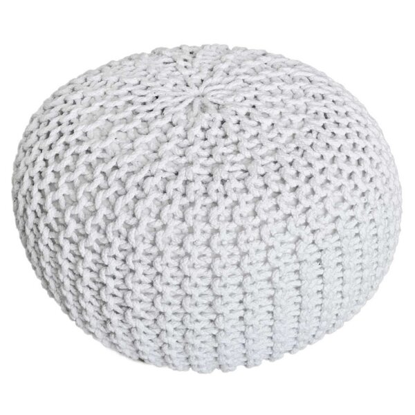 Soma Pouf Ø 55 cm Strickhocker Sitzpouf Sitzpuff Bodenkissen Grobstrick-Optik extrahoch Höhe 37 cm (BxHxL) 55 x 37 x 55 weiß