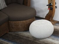 Soma Pouf Ø 55 cm Strickhocker Sitzpouf Sitzpuff Bodenkissen Grobstrick-Optik extrahoch Höhe 37 cm (BxHxL) 55 x 37 x 55 weiß