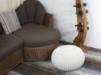 Soma Pouf Ø 55 cm Strickhocker Sitzpouf Sitzpuff Bodenkissen Grobstrick-Optik extrahoch Höhe 37 cm (BxHxL) 55 x 37 x 55 weiß