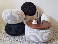 Soma Pouf Ø 55 cm Strickhocker Sitzpouf Sitzpuff Bodenkissen Grobstrick-Optik extrahoch Höhe 37 cm (BxHxL) 55 x 37 x 55 weiß