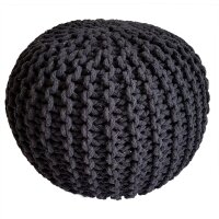 Soma Pouf Sitzpuff Strick Velours Sitzhocker Strickhocker Sitzpouf Bodenkissen viele Arten/Farben u. Maße (BxHxL) 55 x 37 x 55 ø 45 schwarz-anthrazit Baumwolle