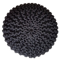 Soma Pouf Sitzpuff Strick Velours Sitzhocker Strickhocker Sitzpouf Bodenkissen viele Arten/Farben u. Maße (BxHxL) 55 x 37 x 55 ø 45 schwarz-anthrazit Baumwolle