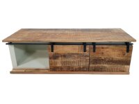 Soma TV Schrank Massivholz B 125 H 45 cm TV Lowboard Fernsehschrank California weiß Mangoholz massiv (BxHxL) 125 x 45 x 38