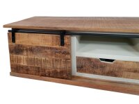 Soma TV Schrank Massivholz B 125 H 45 cm TV Lowboard Fernsehschrank California weiß Mangoholz massiv (BxHxL) 125 x 45 x 38